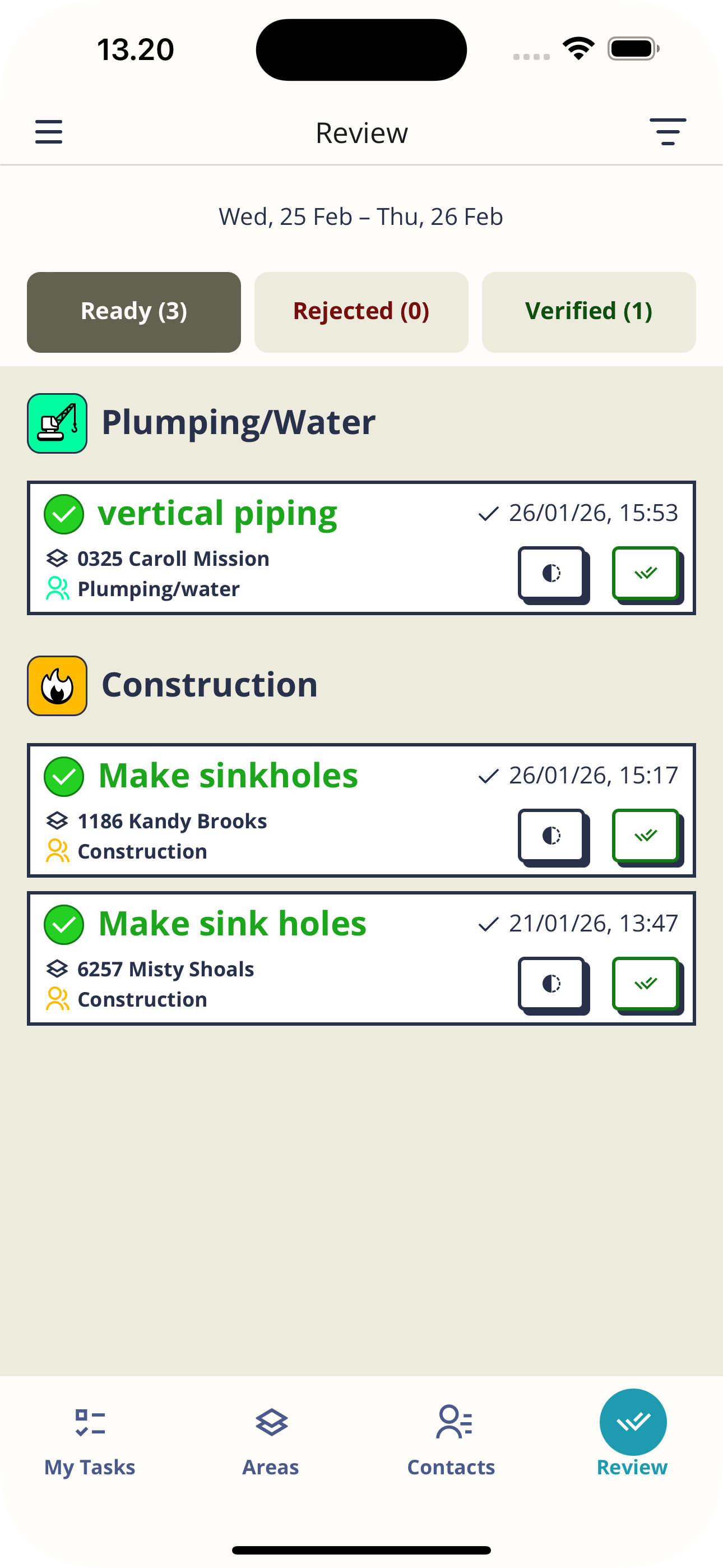 Mestamaster mobile task review