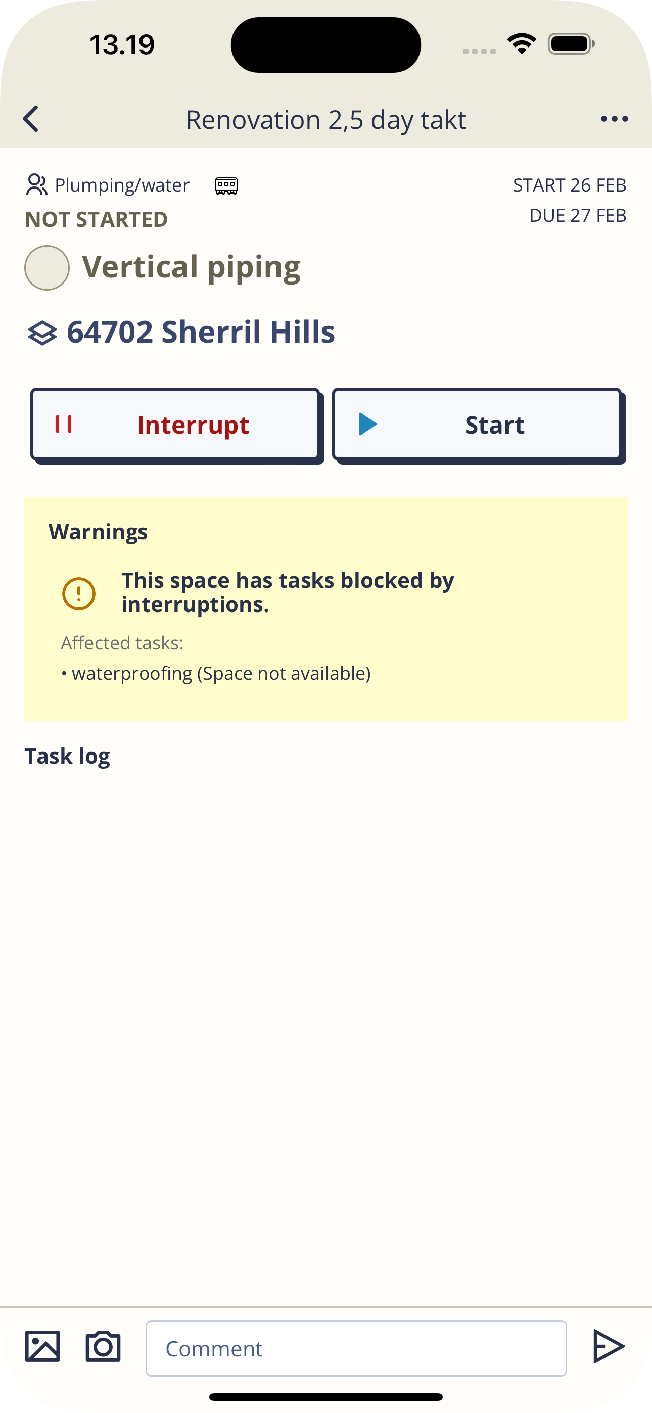 Mestamaster task warning detail