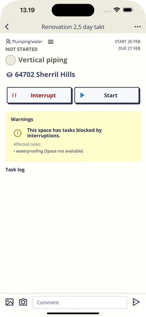 Mestamaster task warning detail